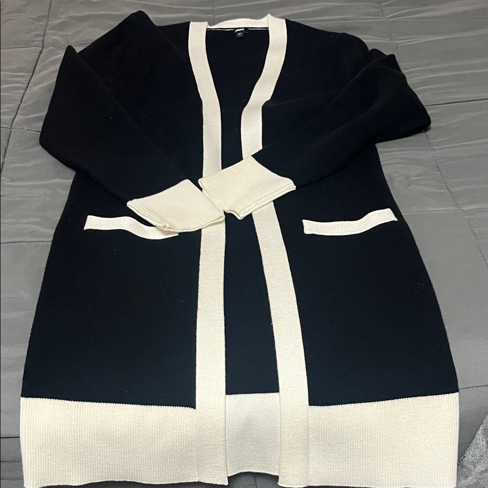 Express Black and Cream Women's Cardigan